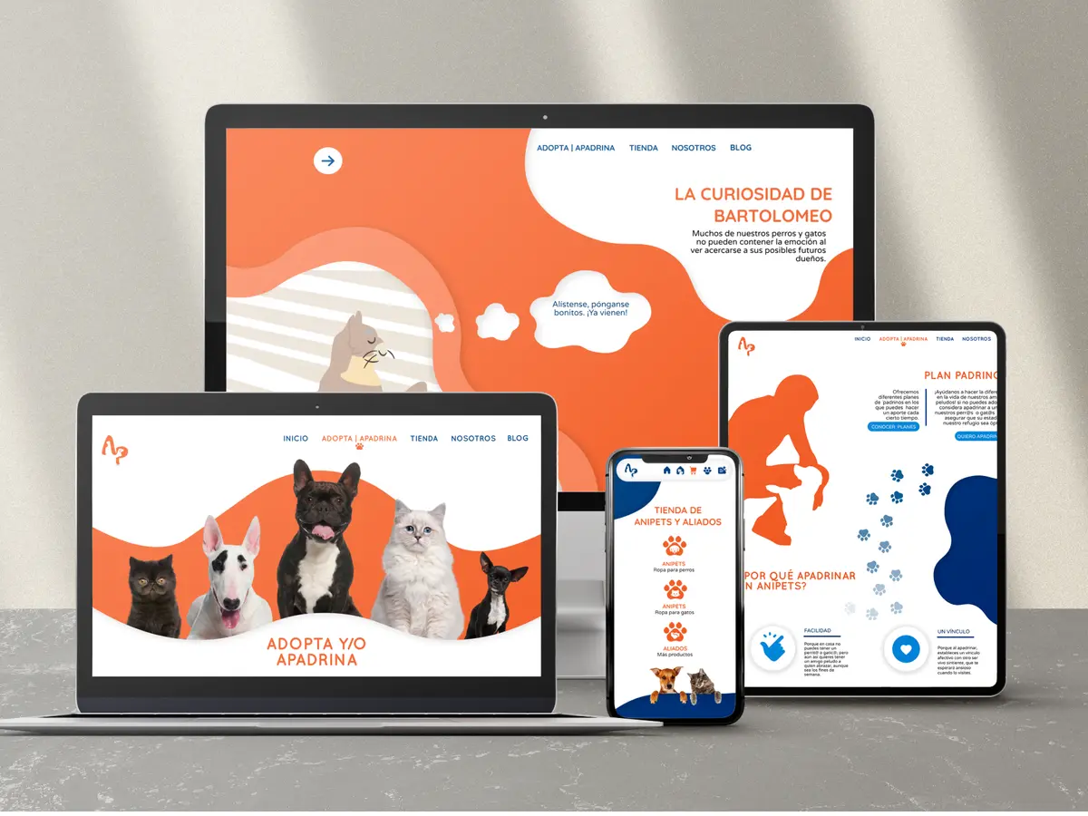Sitio web de Anipets en varios dispositivos